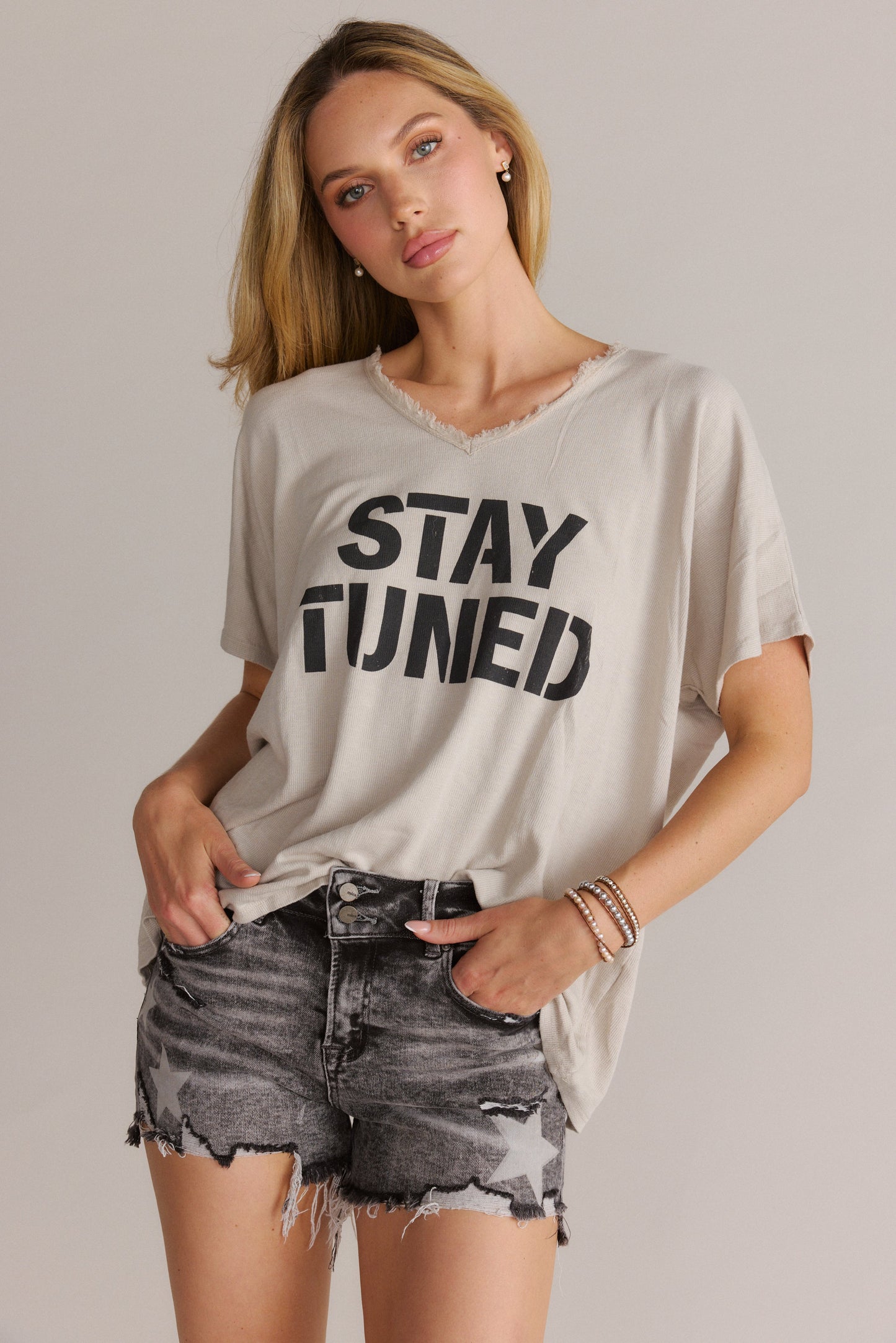 Stay Tuned Drop Shoulder Graphic Tee