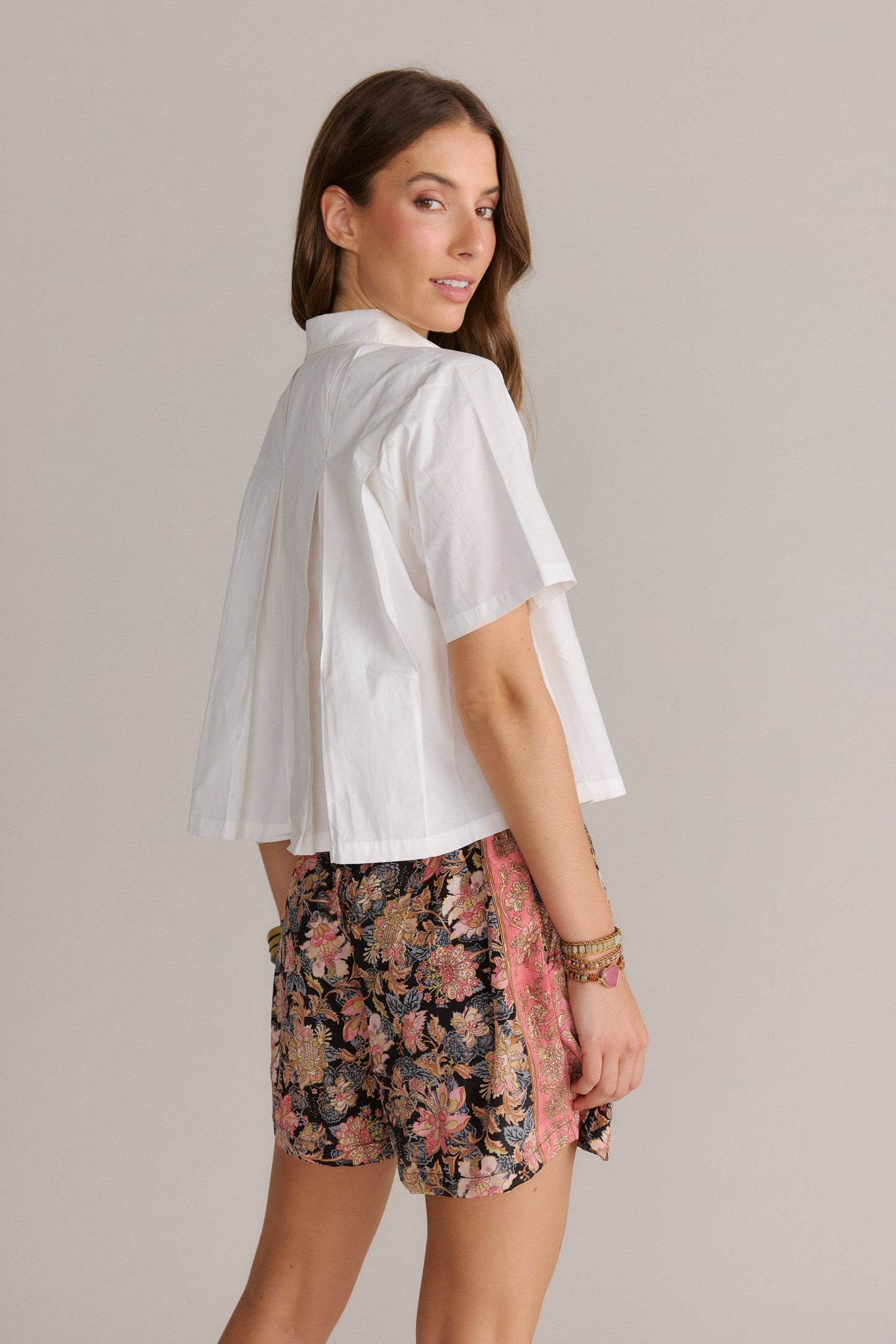 Cropped White Button Down Shirt