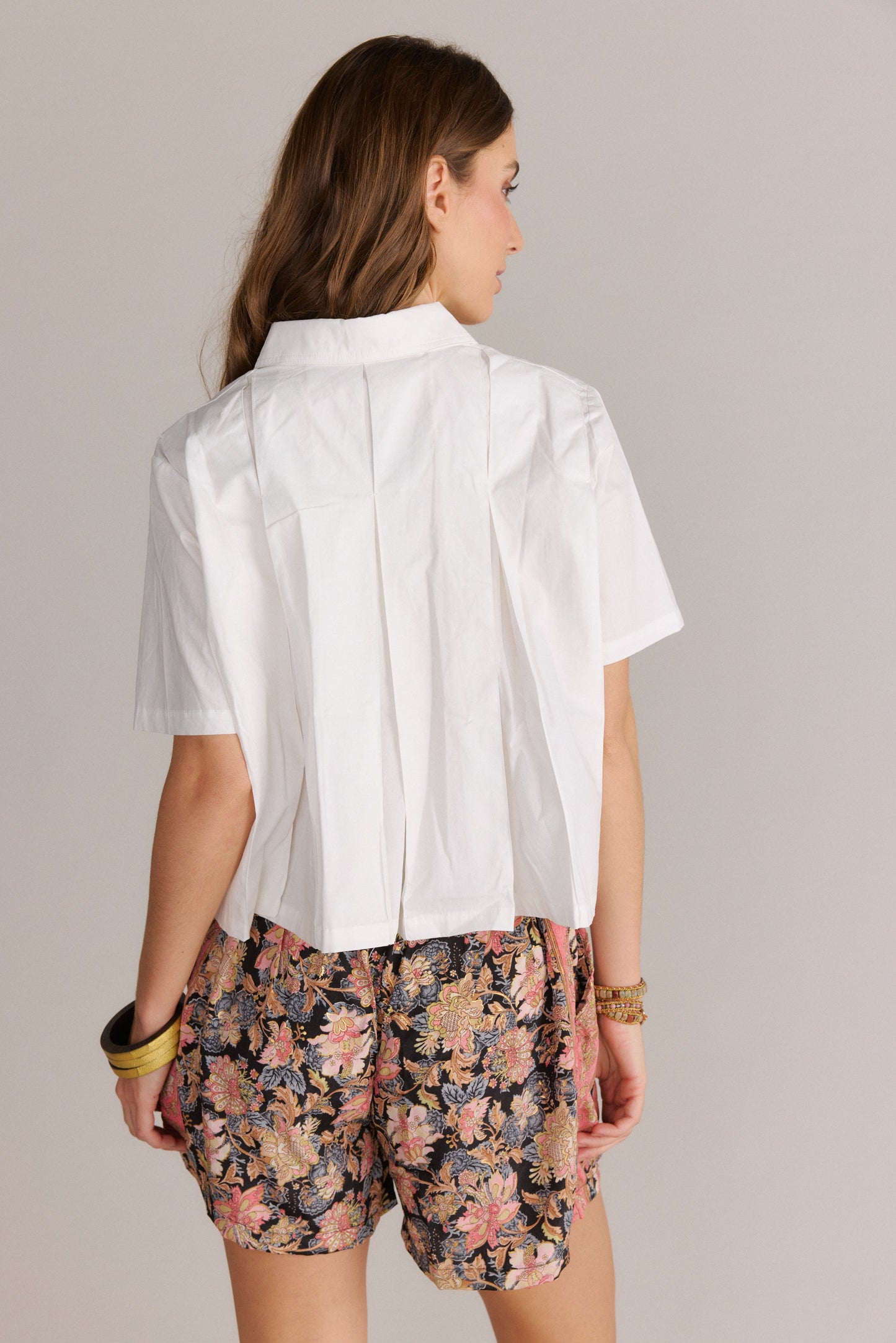 Cropped White Button Down Shirt