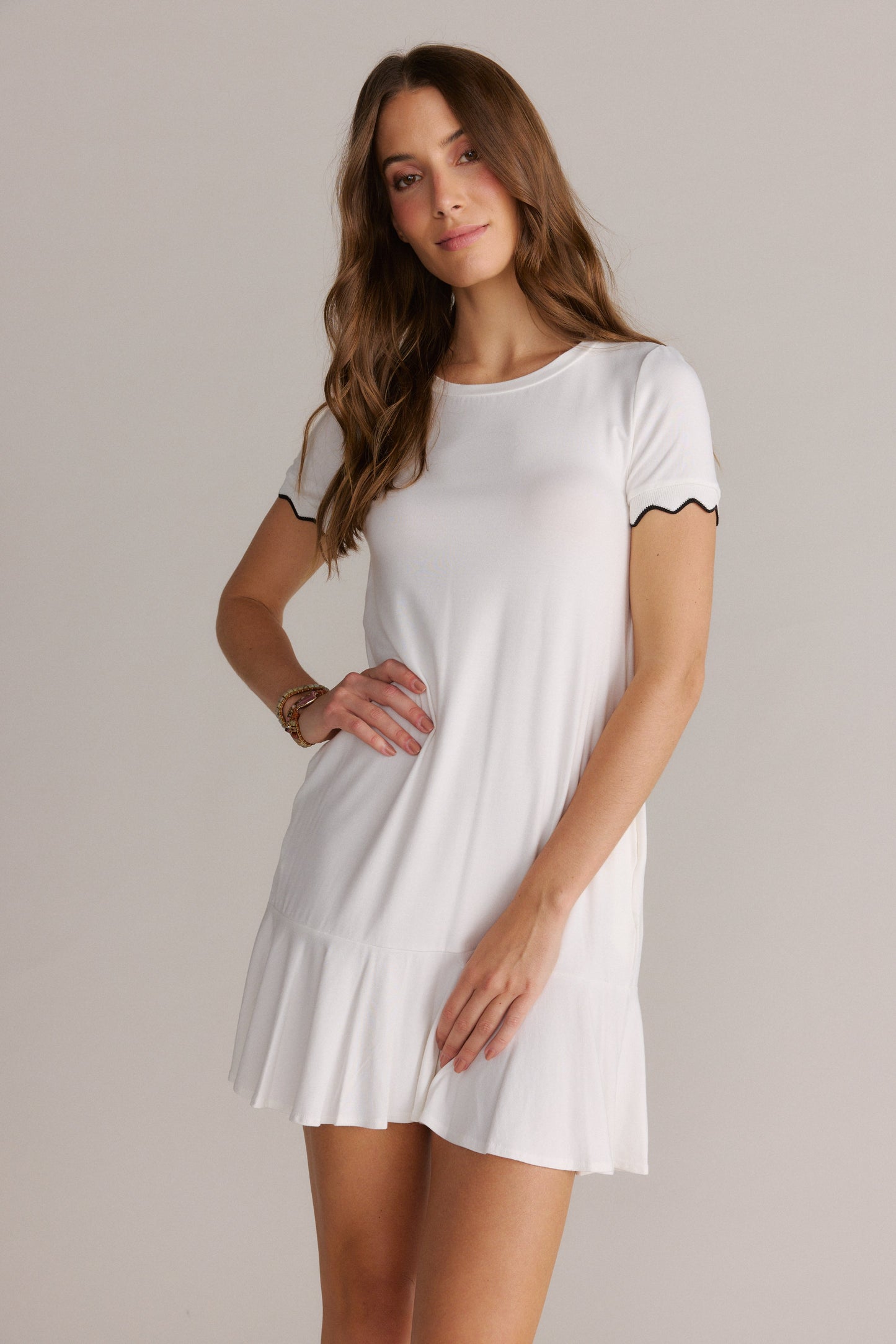 Trim Ruffle Midi Dress