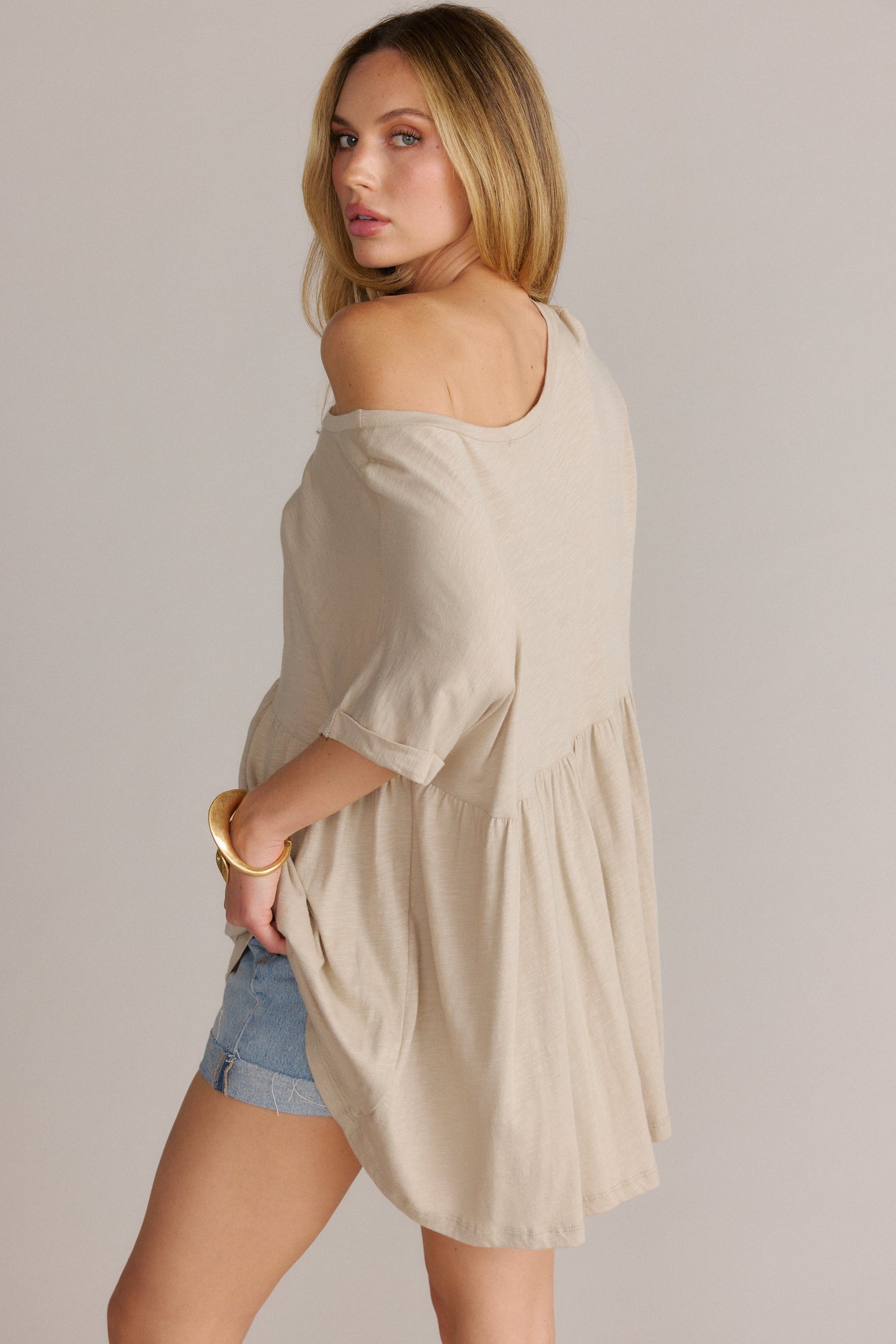 Oversized Baby Doll Short-Sleeve Tunic