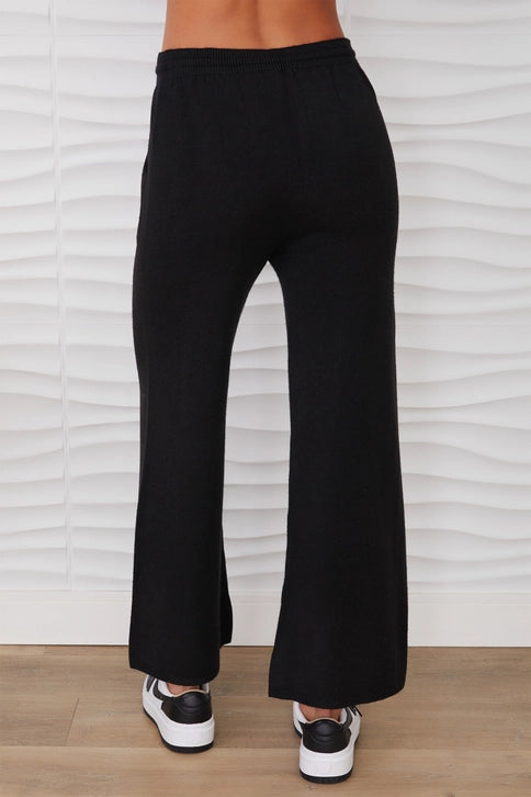 Cozy Knit Italian Flared Pant Black