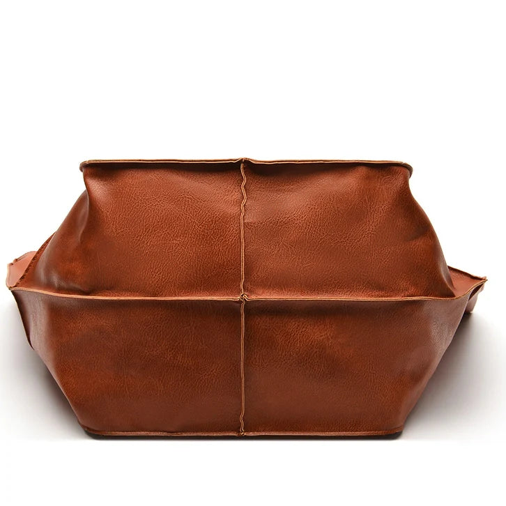 Large Shoulder Bag Soft Pu Leather Rust