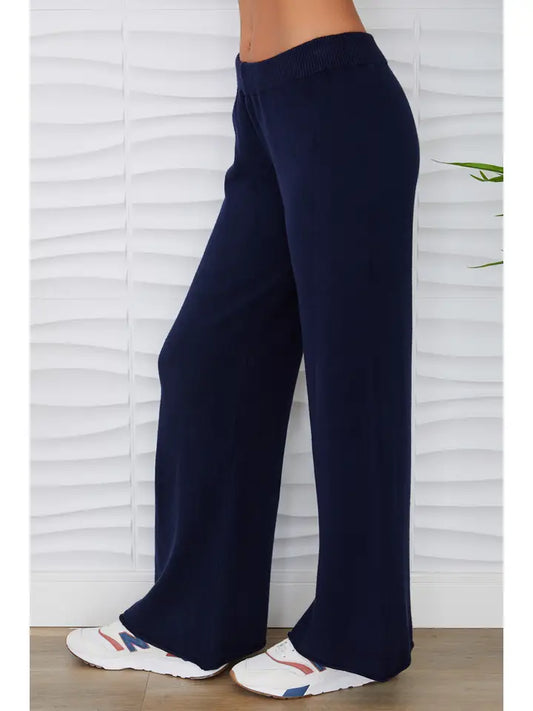 Cozy Knit Italian Flared Pant Navy