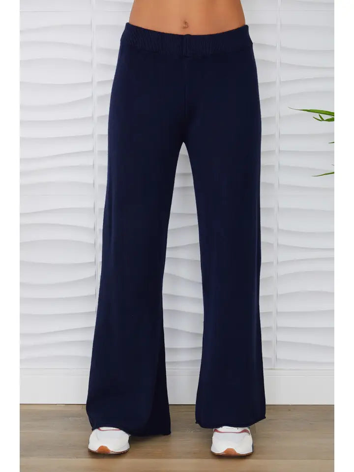 Cozy Knit Italian Flared Pant Navy