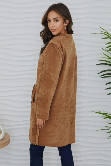 Corduroy Car Coat With Pockets Camel