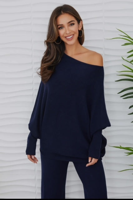 Asymmetrical Sweater Navy Blue