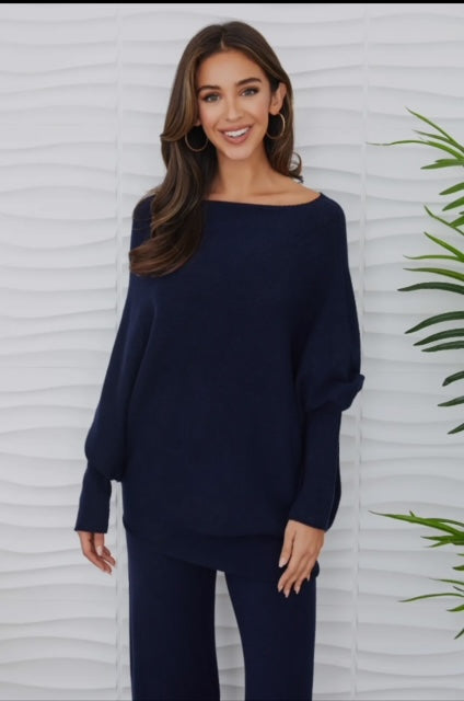 Asymmetrical Sweater Navy Blue