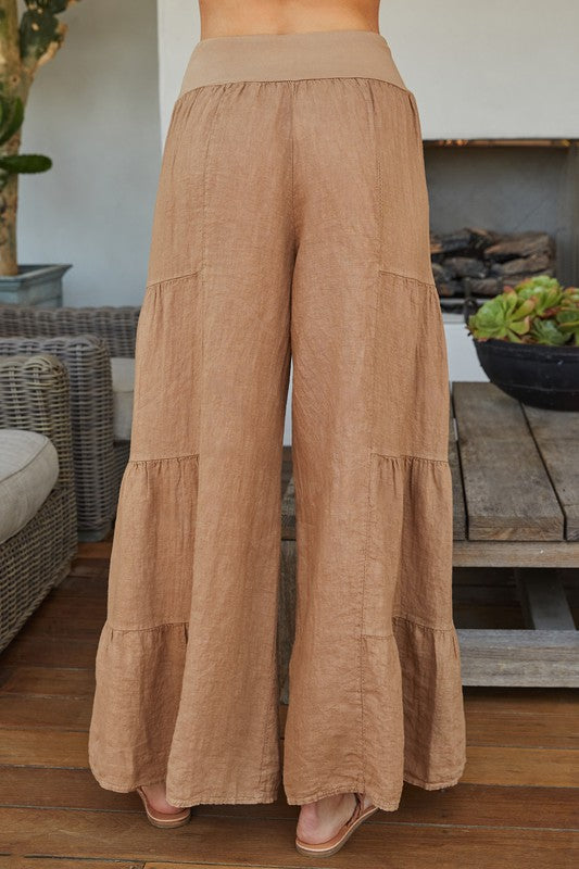 Tiered Palazzo Pant Camel