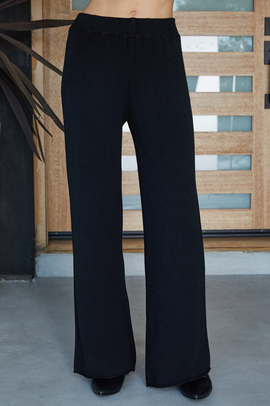 Cozy Knit Italian Flared Pant Black